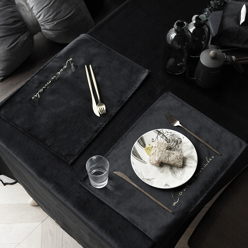Nordic ins style velvet embroidery Western food mat — image 1
