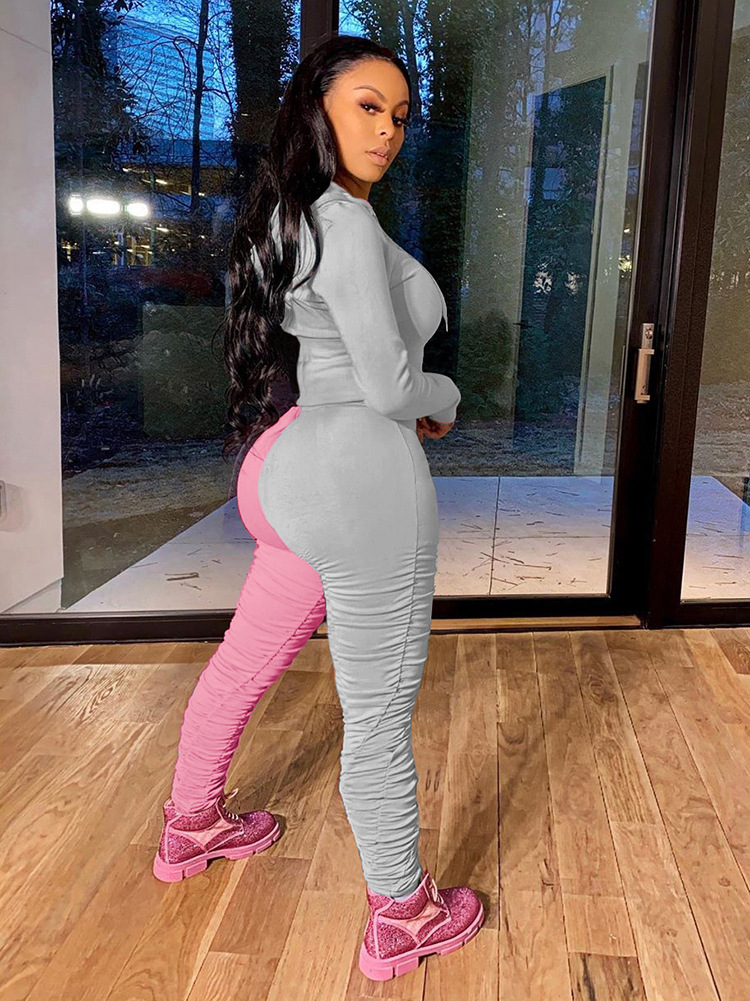 Contrast pleated ladies suit