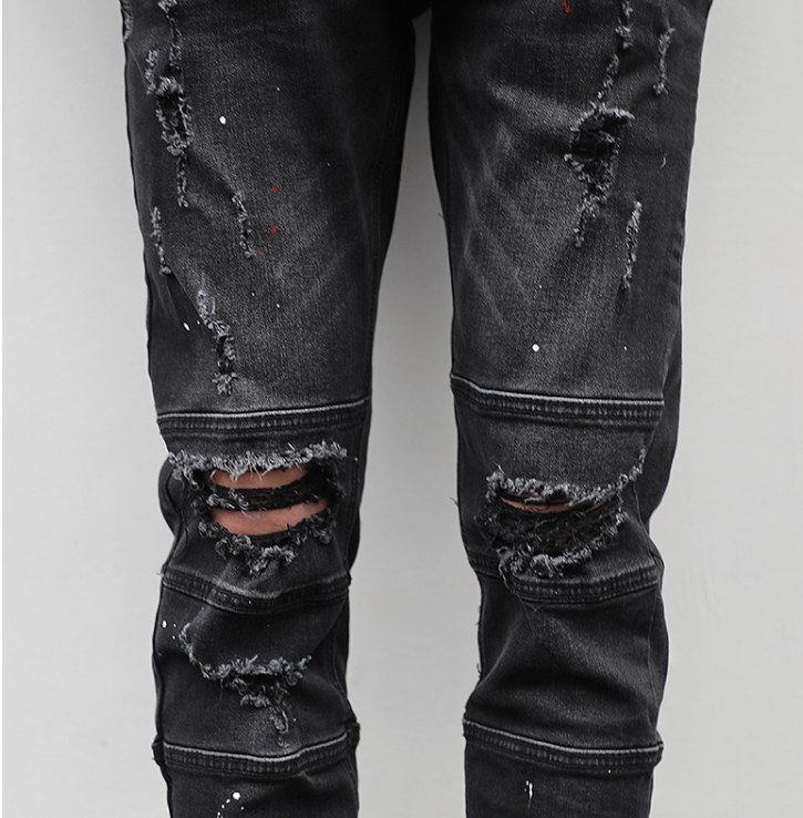 Distressed Splatter Denim