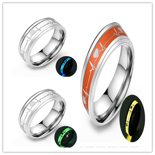 ECG Couple Carbon Fiber Ring Luminous Jewelry 13 - Shop at LoveMi