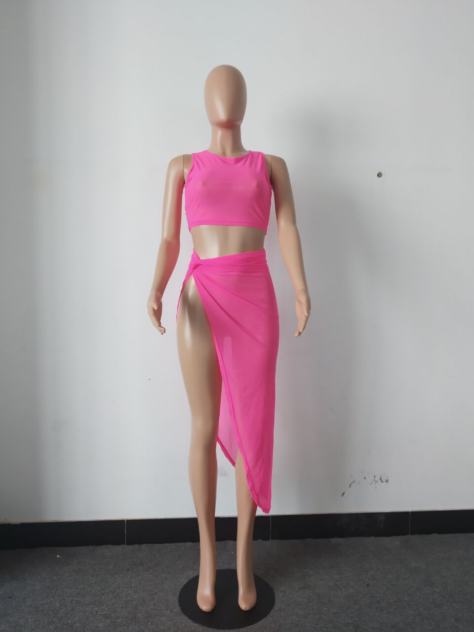 European and American sexy mesh two-piece skirt