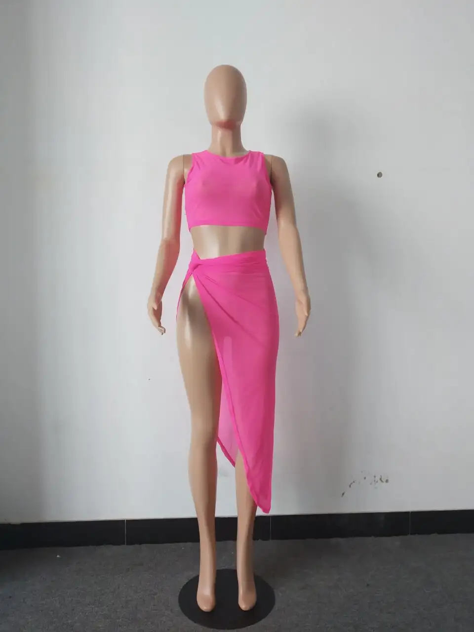 European and American sexy mesh two-piece skirt