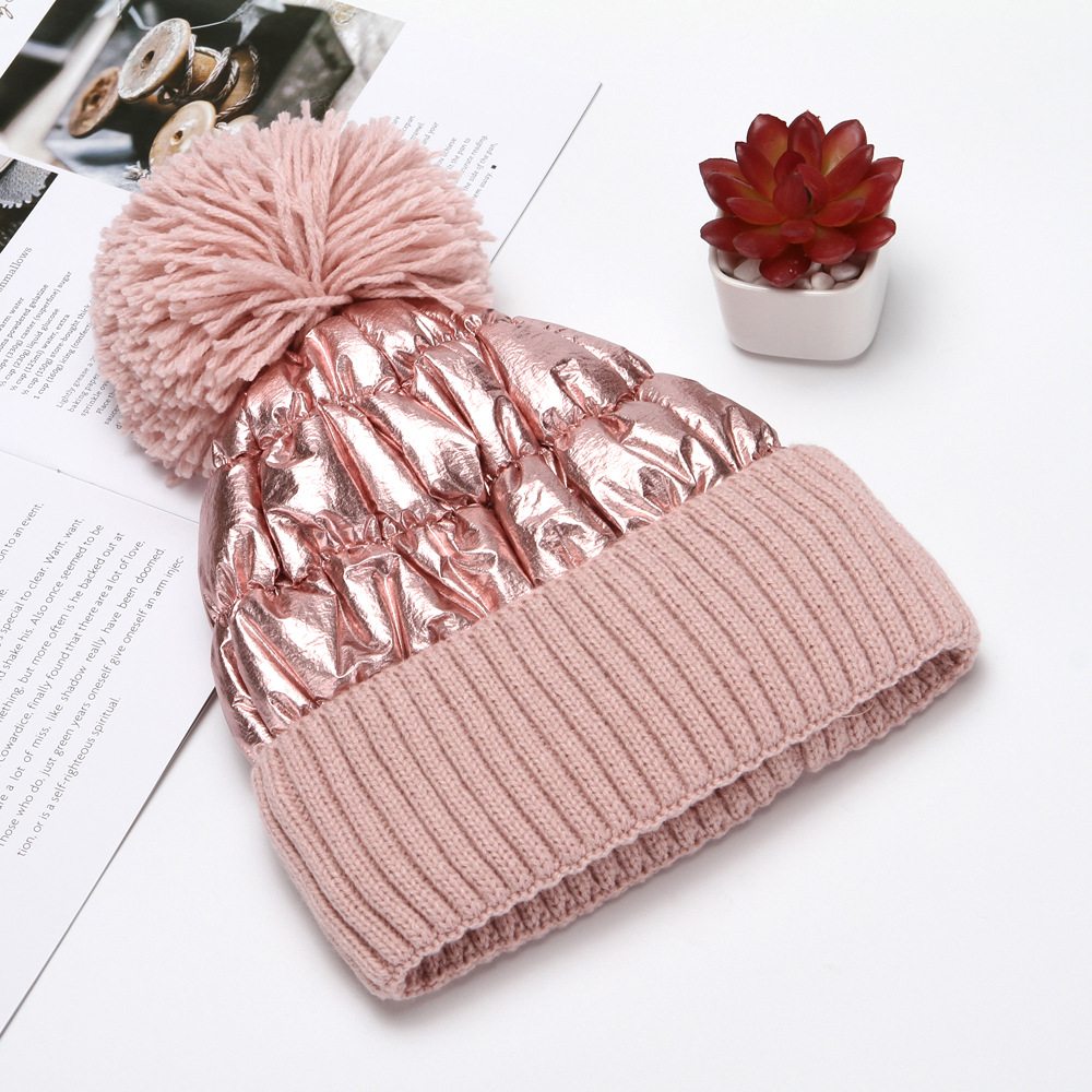 All-match thick woolen hat, ladies warm hat, knitted hat in Pink