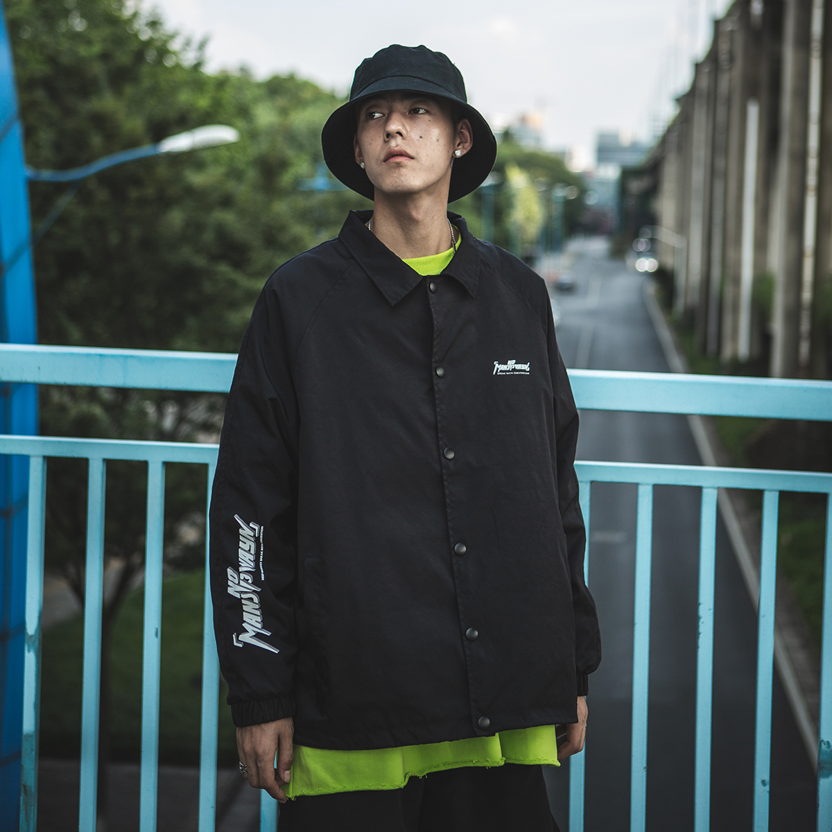 Men's cuff letter print jacket