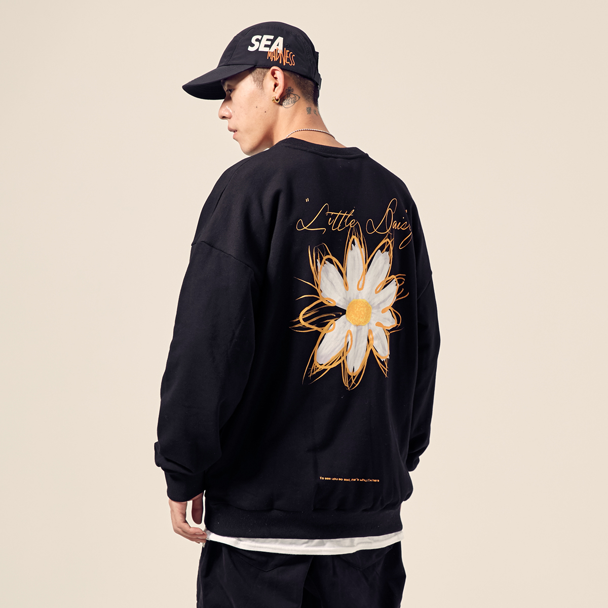 Men's autumn daisy print sweatshirt