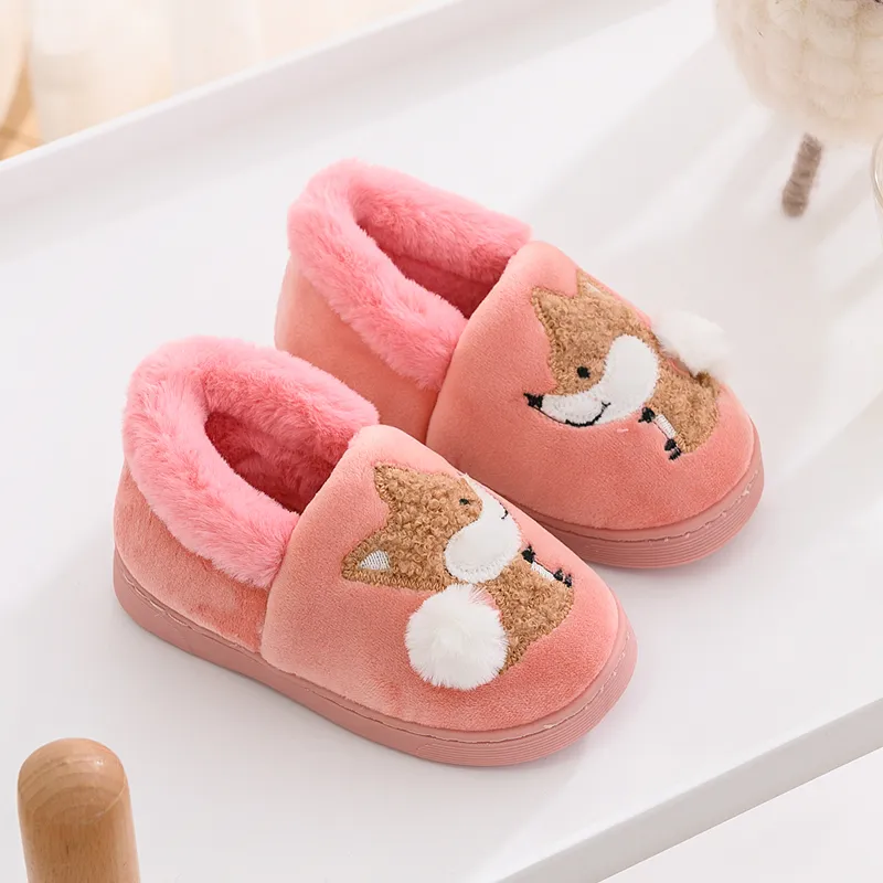 Baby plush non-slip cotton slippers - Pink