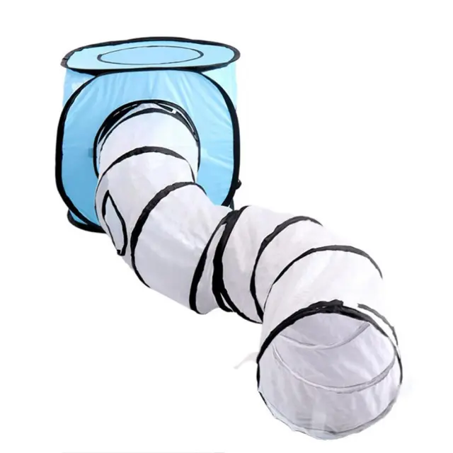 Tent S Shaped Cat Foldable Playing Tunnel Toy Blue - Shop at LoveMi