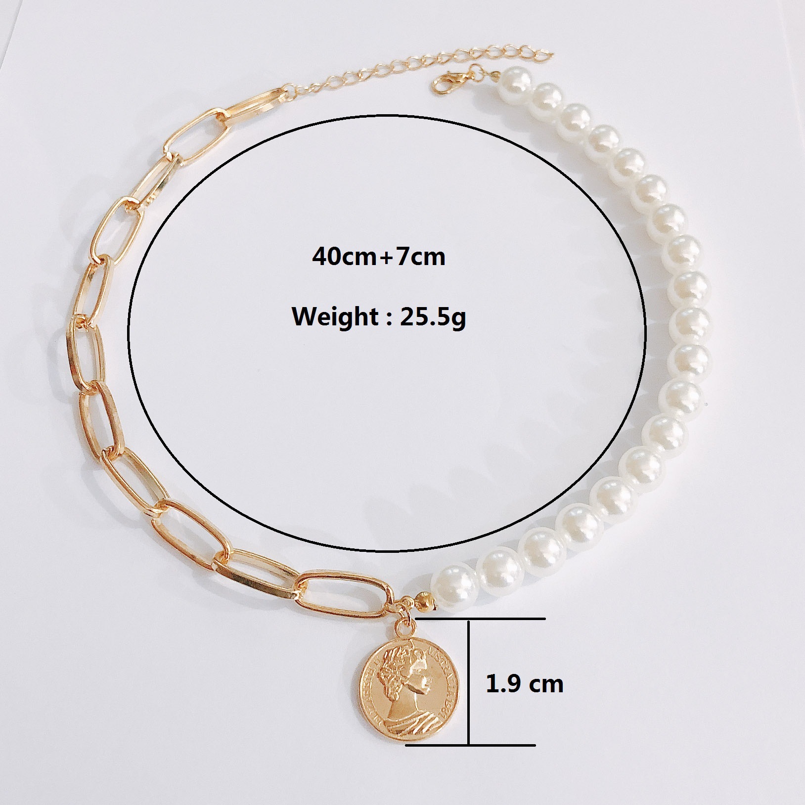 قلادة برأس عملة اللؤلؤ الجميلة