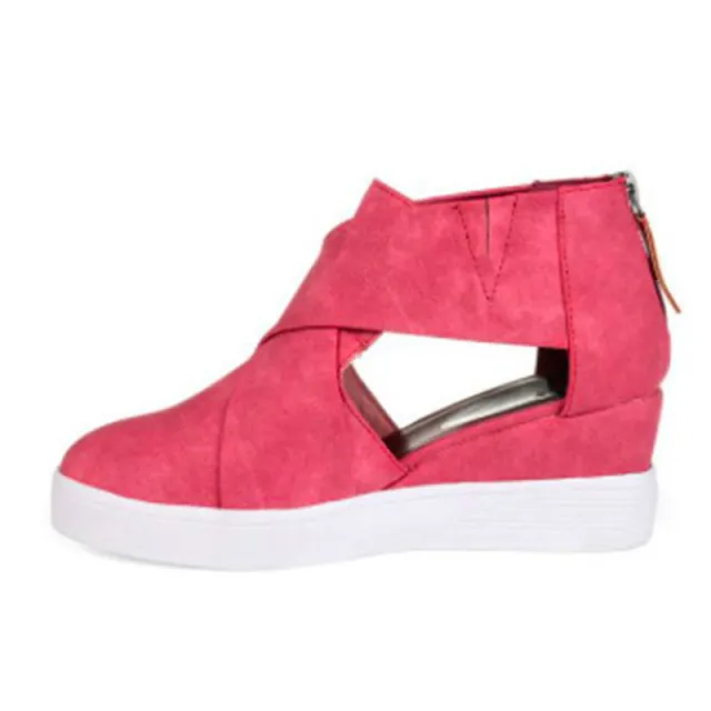 New style zipper wedge women's shoes Pink - Shop at LoveMi