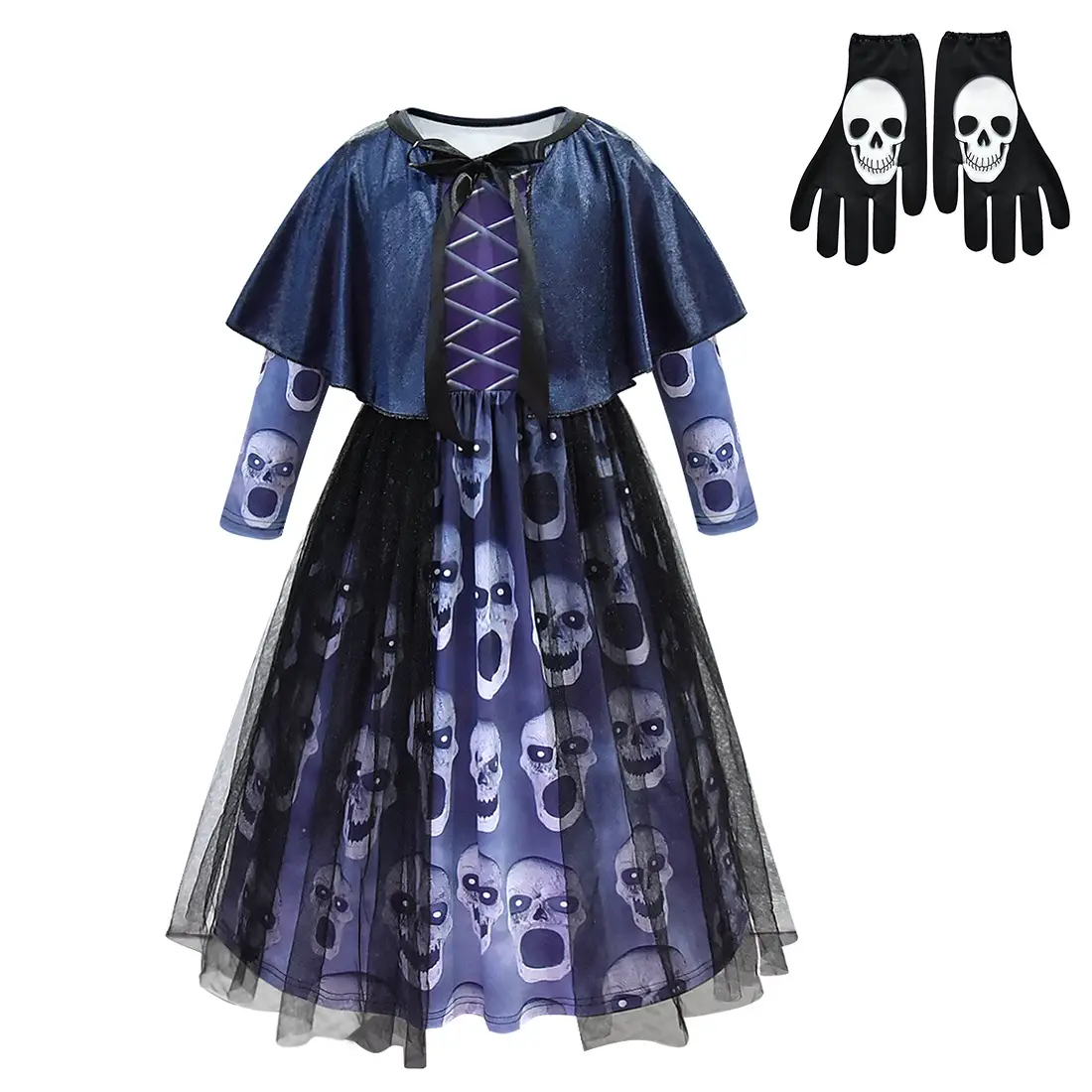 Dress with a two-piece cape