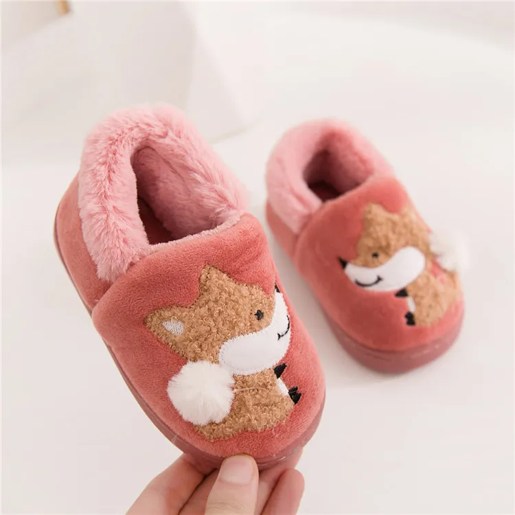 Baby plush non-slip cotton slippers - Red