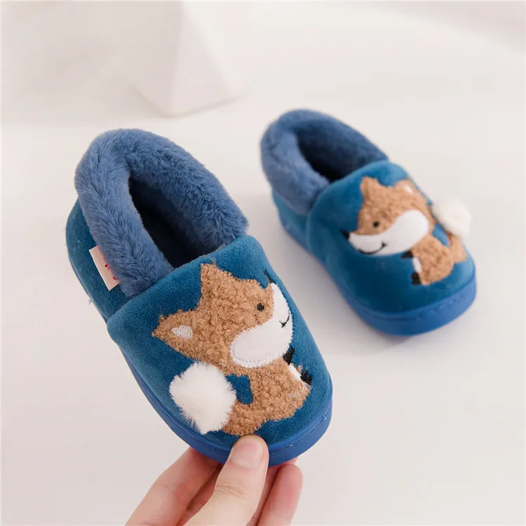 Baby plush non-slip cotton slippers - Blue