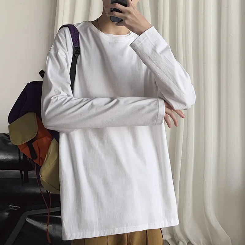 Solid color long-sleeved T-shirt pullover sweater