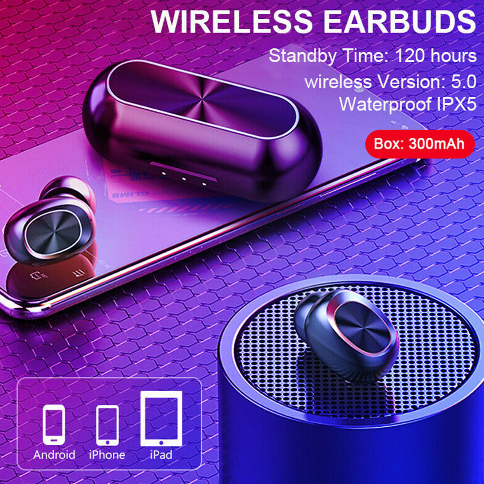 tws5.0 wireless bluetooth headset in-ear