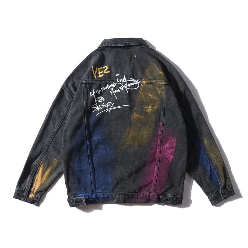 Men's fashion brand hand-painted denim jacket