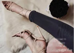 Cross strap stiletto high heels - Apricot - View 1