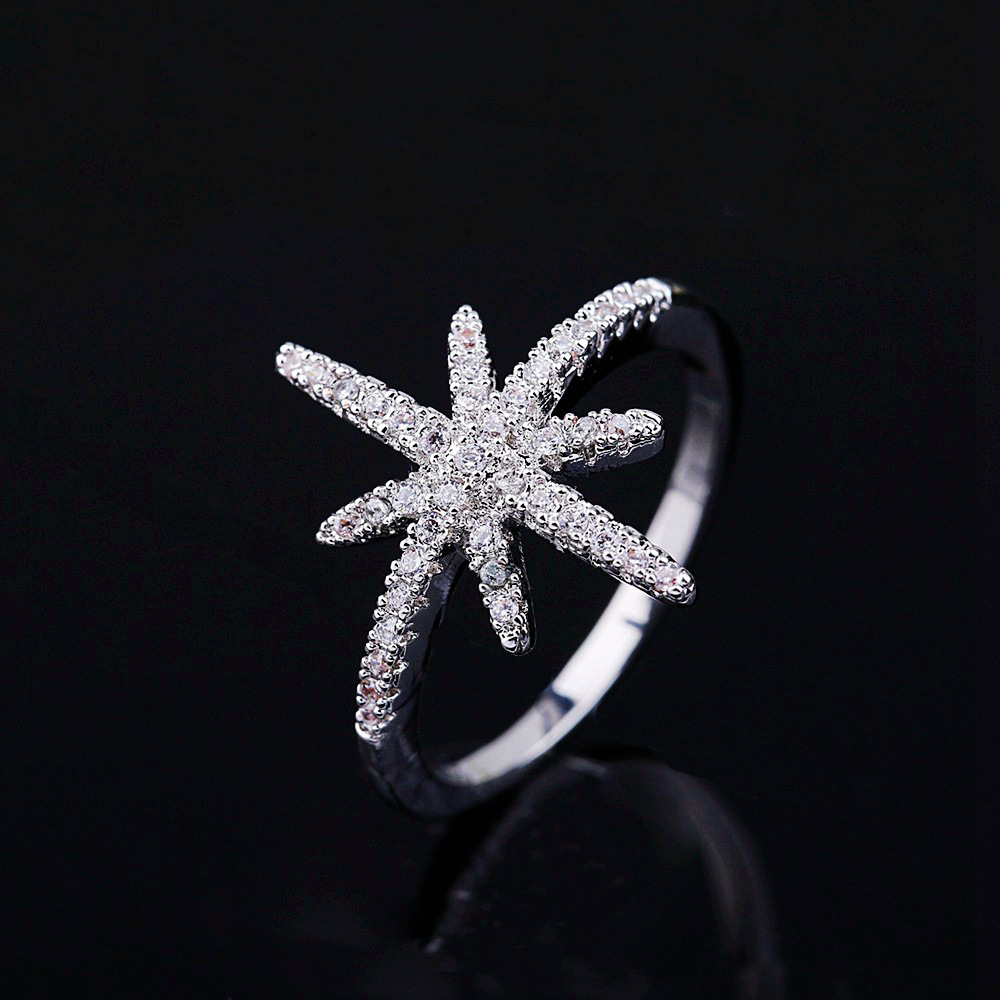 Fashion Jewelry Micro Inlaid Pozi Star Octagonal Star Ring