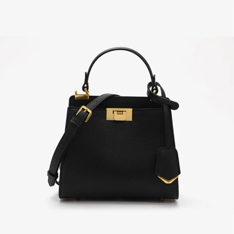 French niche Kelly bag handbag bridal wedding bag - Black