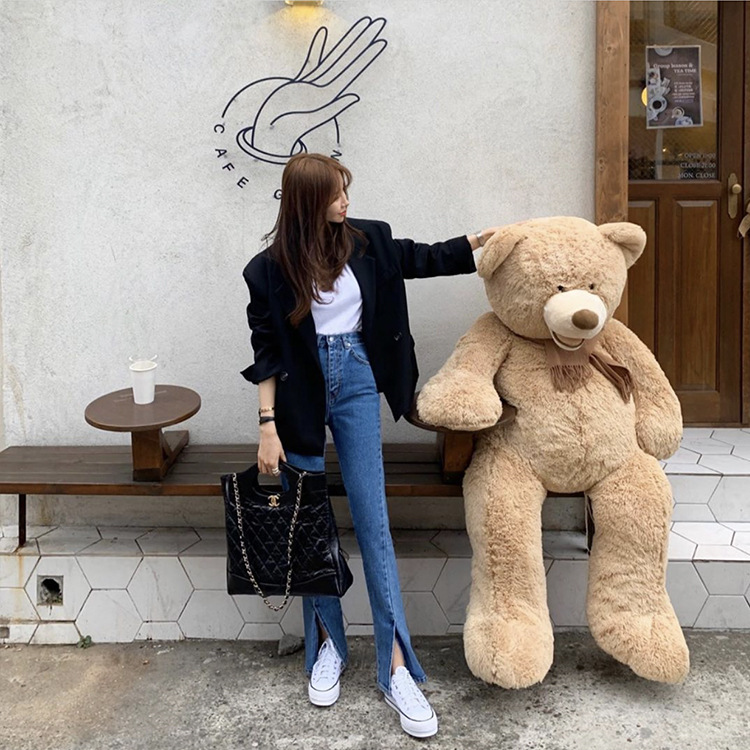 Washed button zipper front cuffs