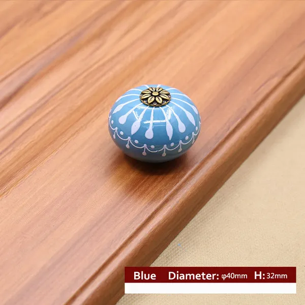 Retro ceramic furniture handle - Blue