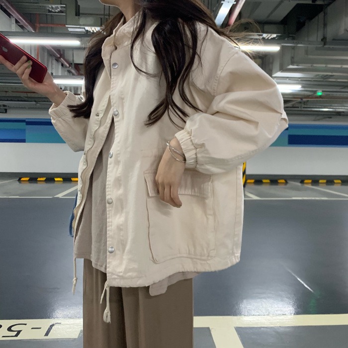 Mid-length loose casual lazy workwear jacket