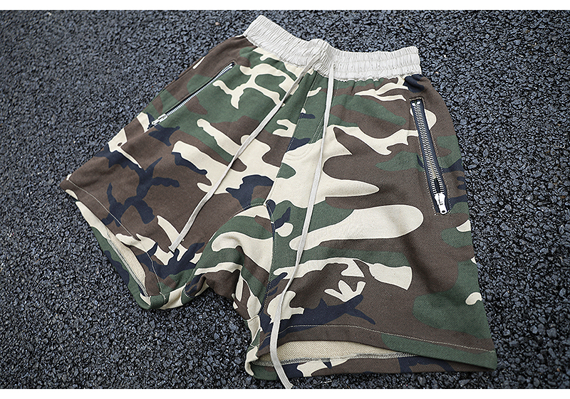 Camouflage drawstring low crotch shorts