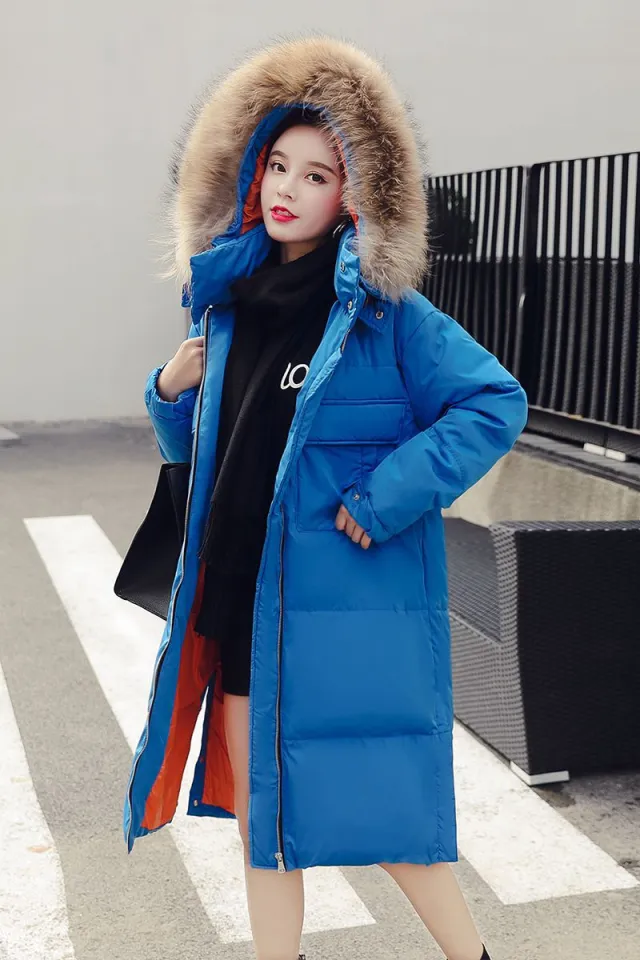 Western style white duck down jacket Blue - Shop at LoveMi