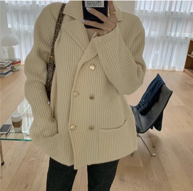 Retro sweater coat Beige - Shop at LoveMi
