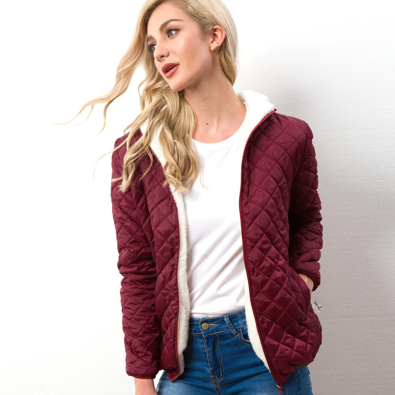 Hooded plus fleece quilted cotton jacket