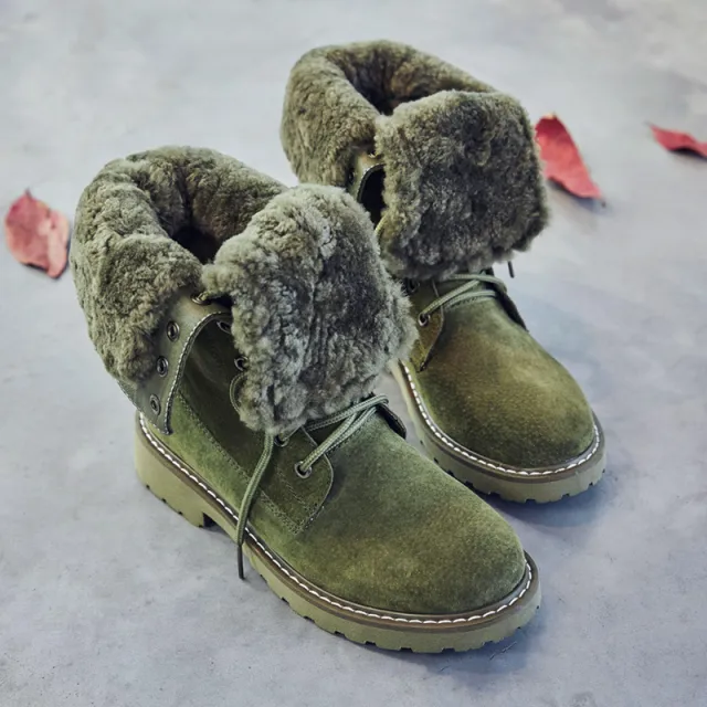 Leather padded high top snow boots Green - Shop at LoveMi