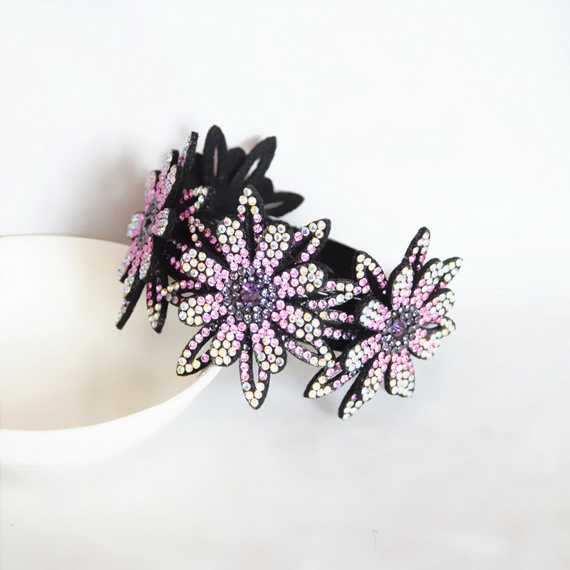 Rhinestone Flower Plate Hair Tie Violet - Shop at LoveMi