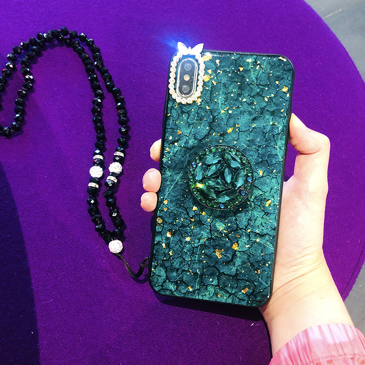 Compatible with Apple , Marble Epoxy Rhinestone Phone Case
