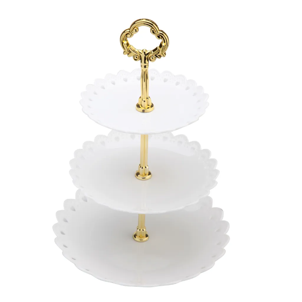 3-layer cake stand snack tray decoration tool - White