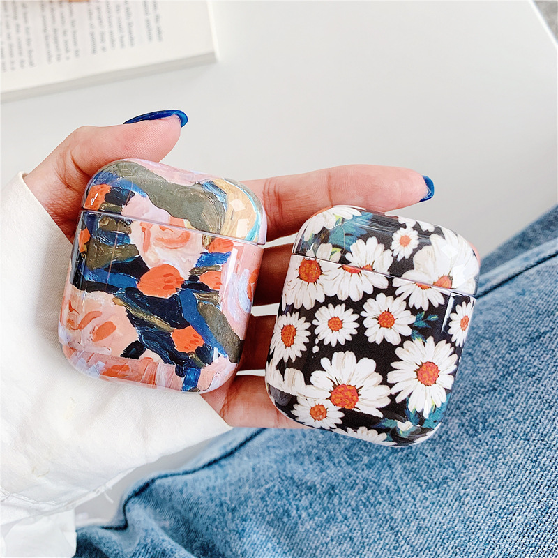 Compatible with Apple, Water sticker flower earphone protective cover