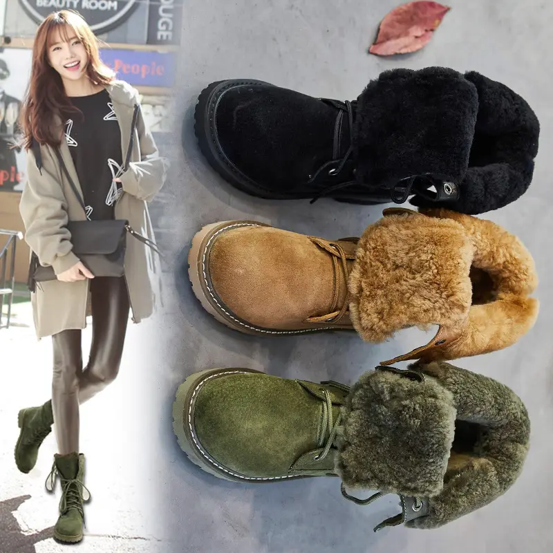 Leather padded high top snow boots