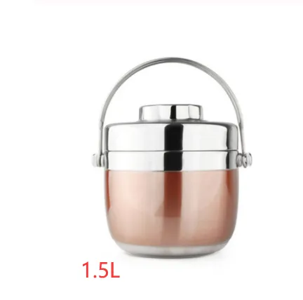 Portable Stainless Steel Heat Preservation Pot Lunch Box - Gold