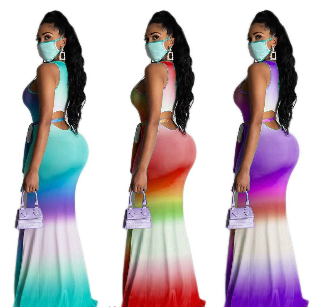 Printed skirt with gradient