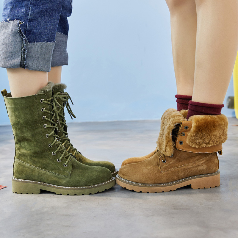 Leather padded high top snow boots