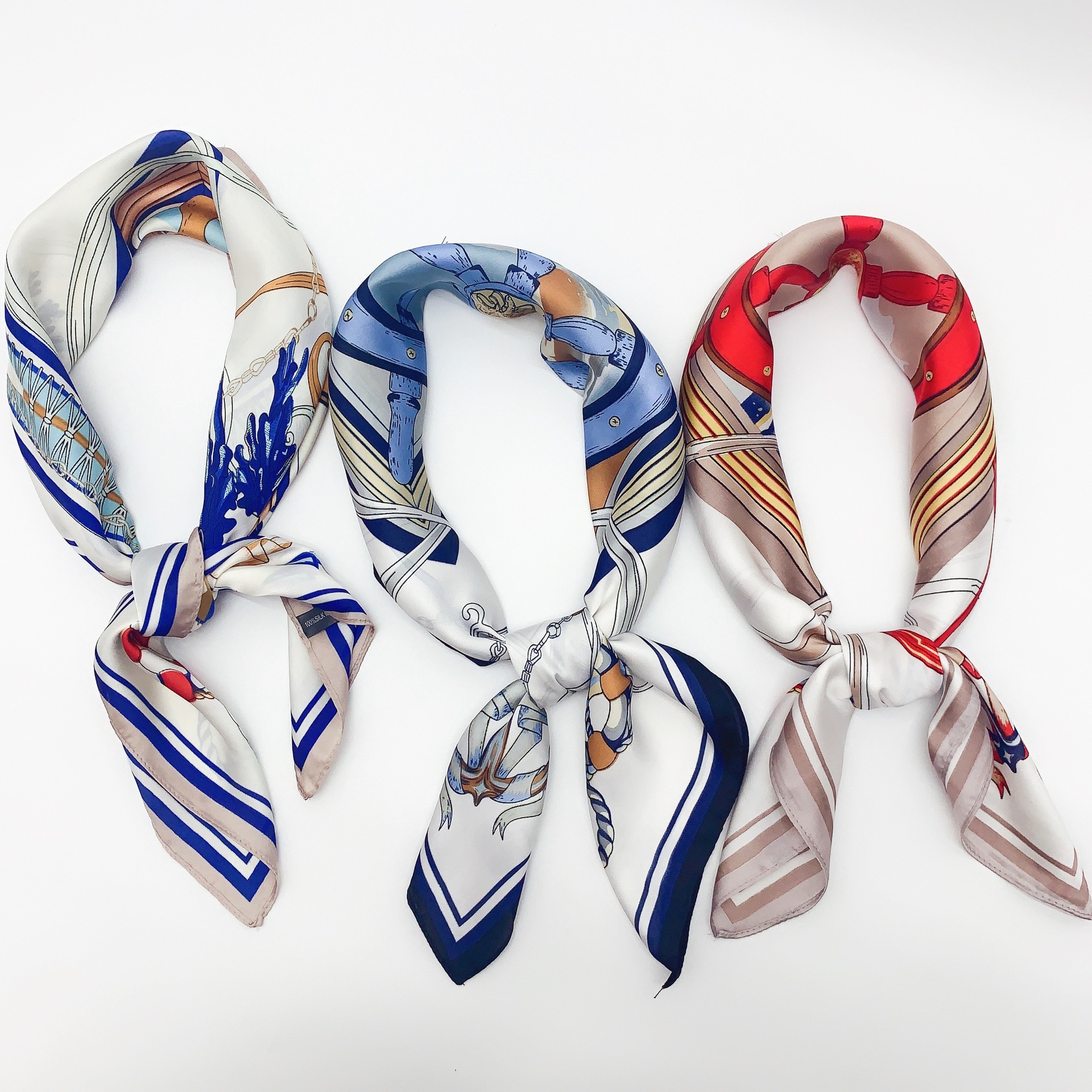 Sun shading printed silk scarf