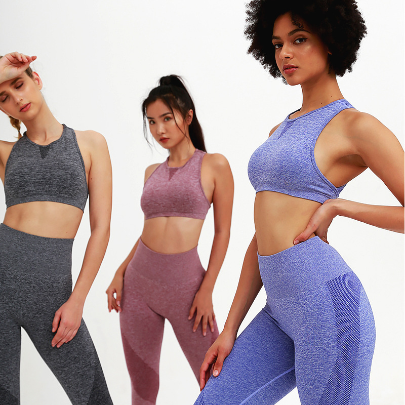 Knitted seamless mesh stitching Yoga Fitness suit