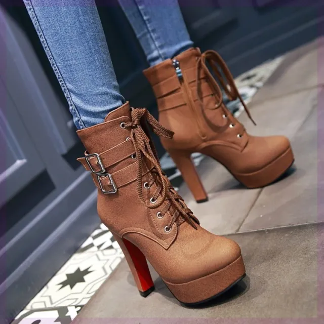 Invitation Only Lace Up Ankle Boots Brown - Shop at LoveMi