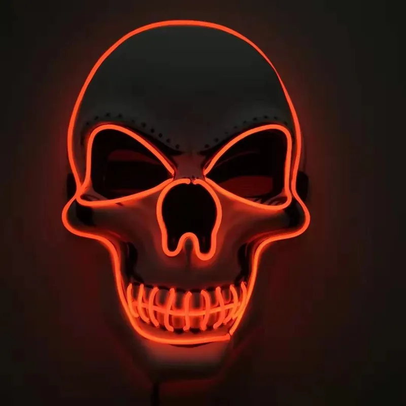 Skull LED Glowing Halloween Mask - Red