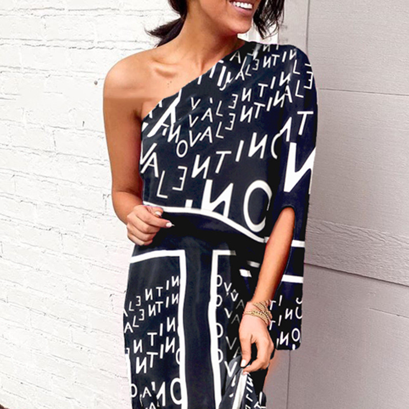 Letter print waist dress