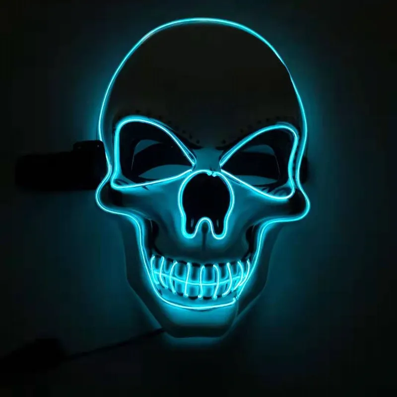 Skull LED Glowing Halloween Mask - Light Blue