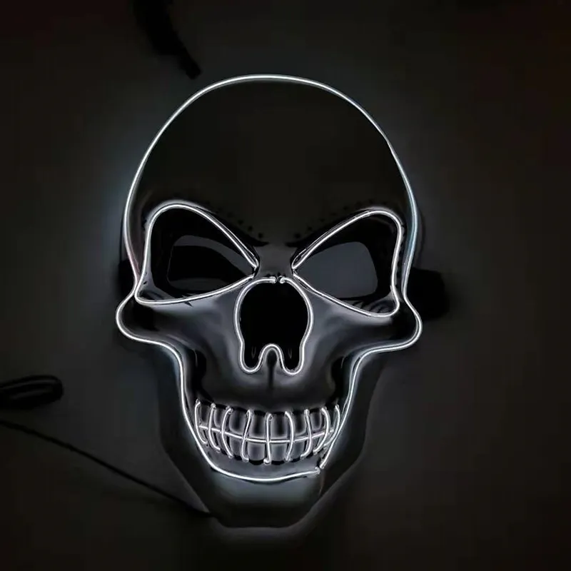 Skull LED Glowing Halloween Mask - White