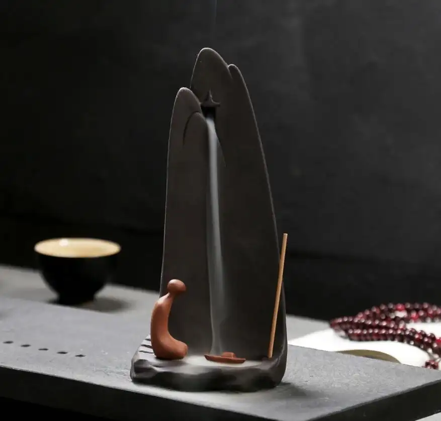 Ceramic backflow incense burner