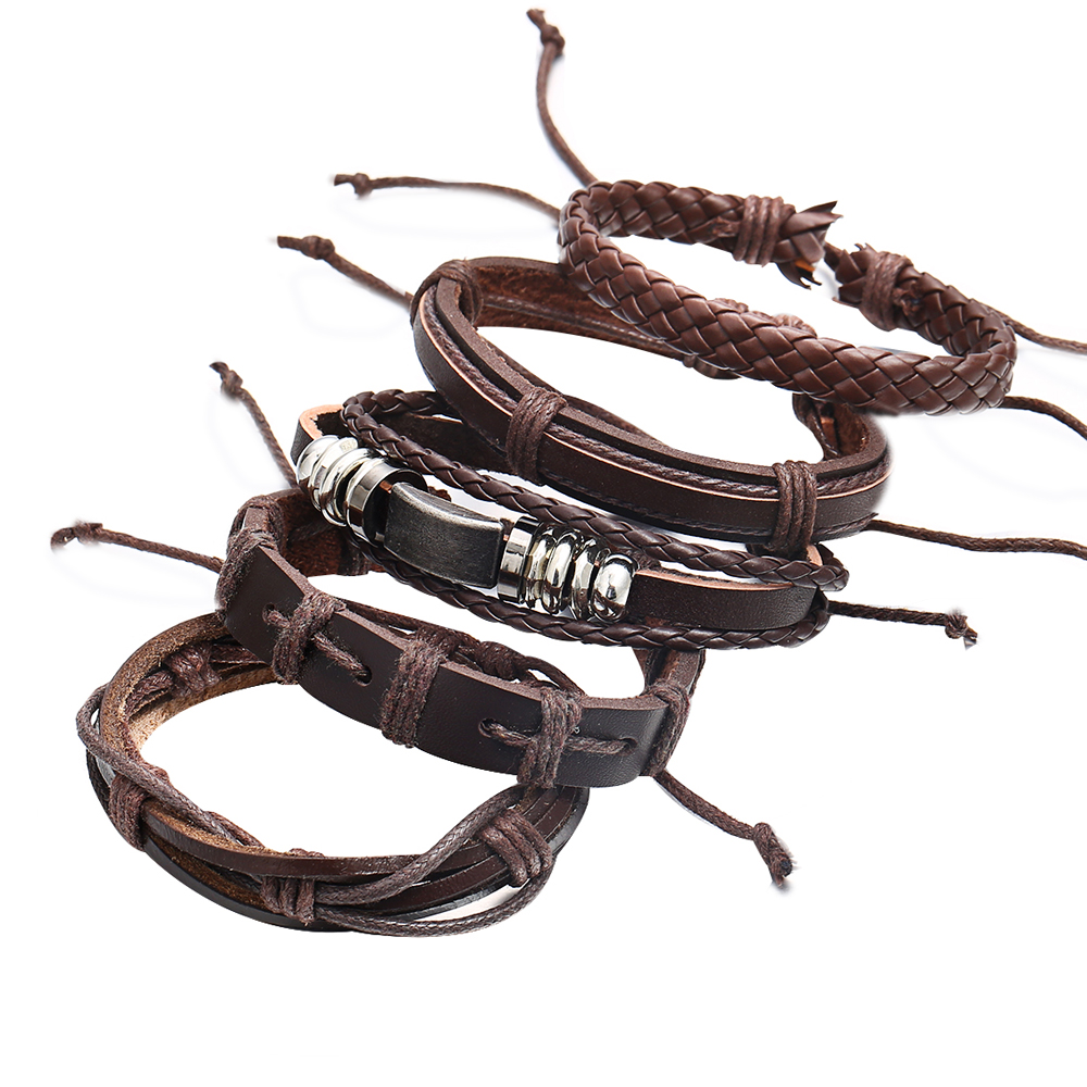 Men's Vintage Handmade Multilayer Leather Bracelet Wrist