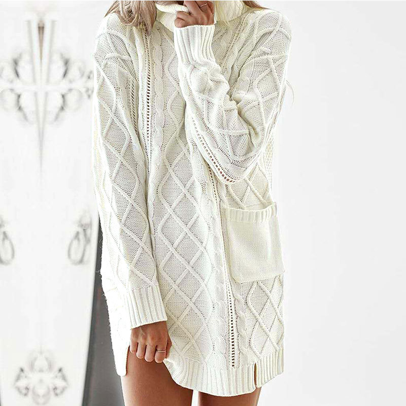 Twist retro knitted turtleneck knitted sweater