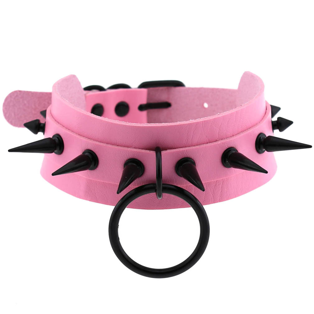 Punk style PU black nail collar