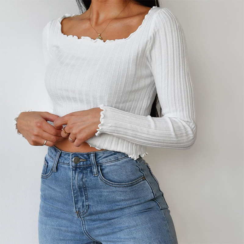 Slim-fit cropped long-sleeved T-shirt